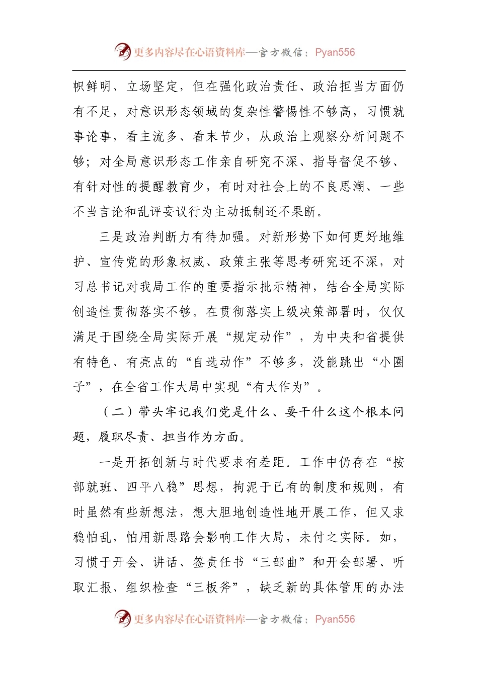 60个人2021年专题民主生活会个人对照检查材料[主要负责人].docx_第2页