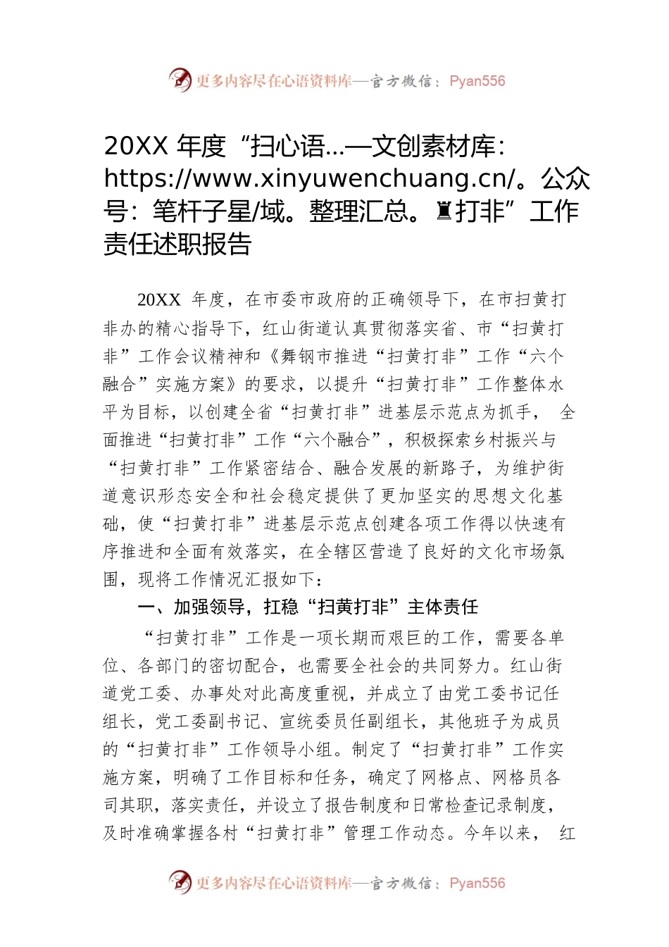 20XX年度“扫黄打非”工作责任述职报告（20220305）.docx_第1页