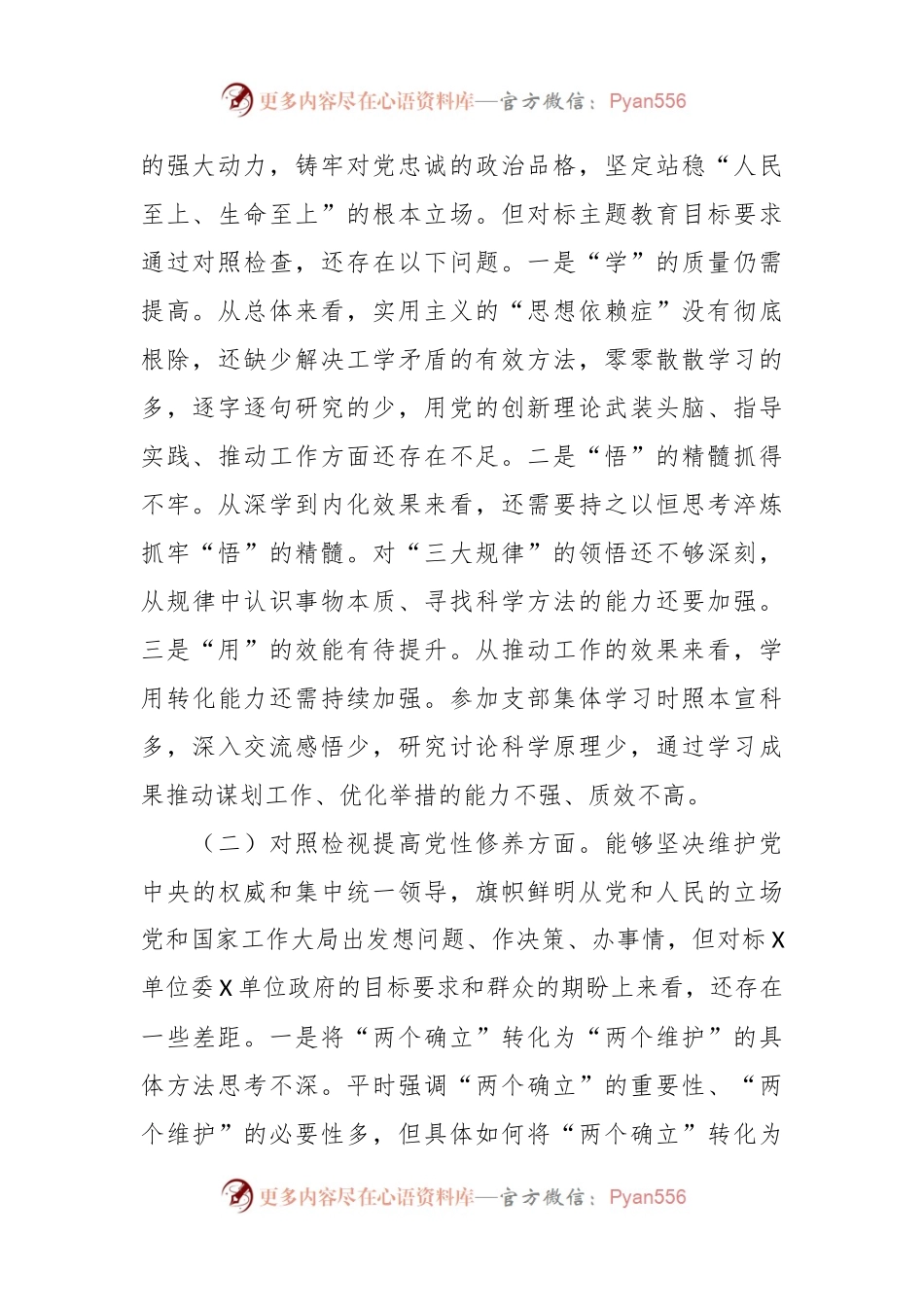 XX党支部2023年度组织生活会发言稿提纲（2561字）创新理论、党性修养、服务群众、先锋模范.docx_第2页