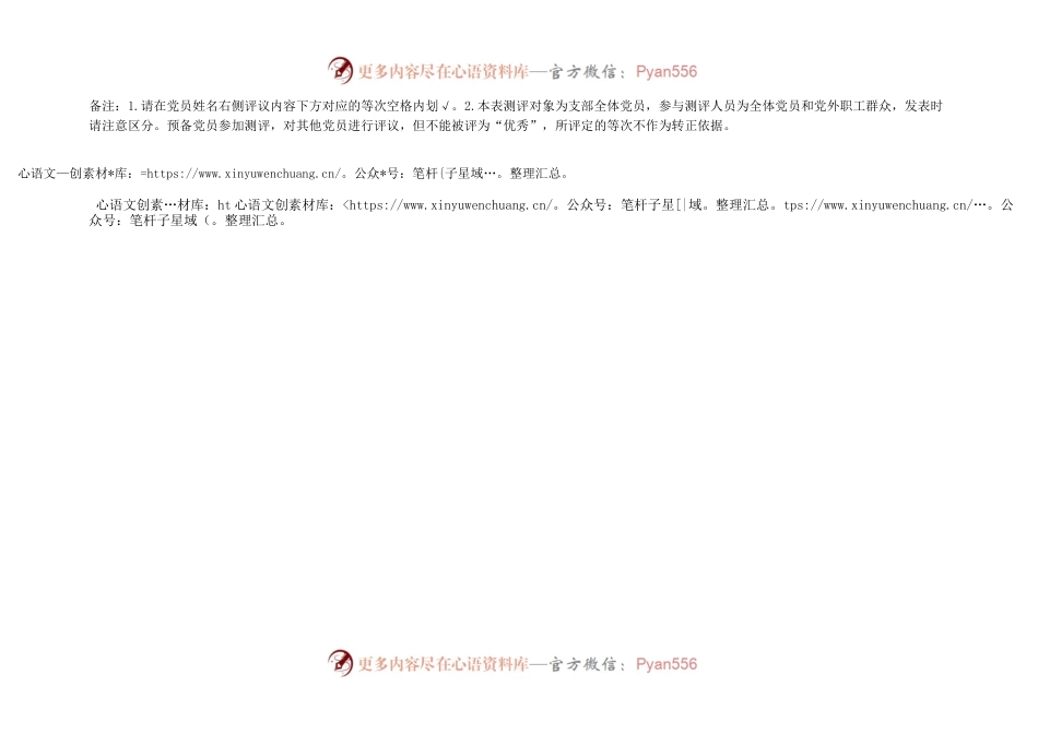 XXX党支部2022年度民主评议党员测评表.docx_第2页