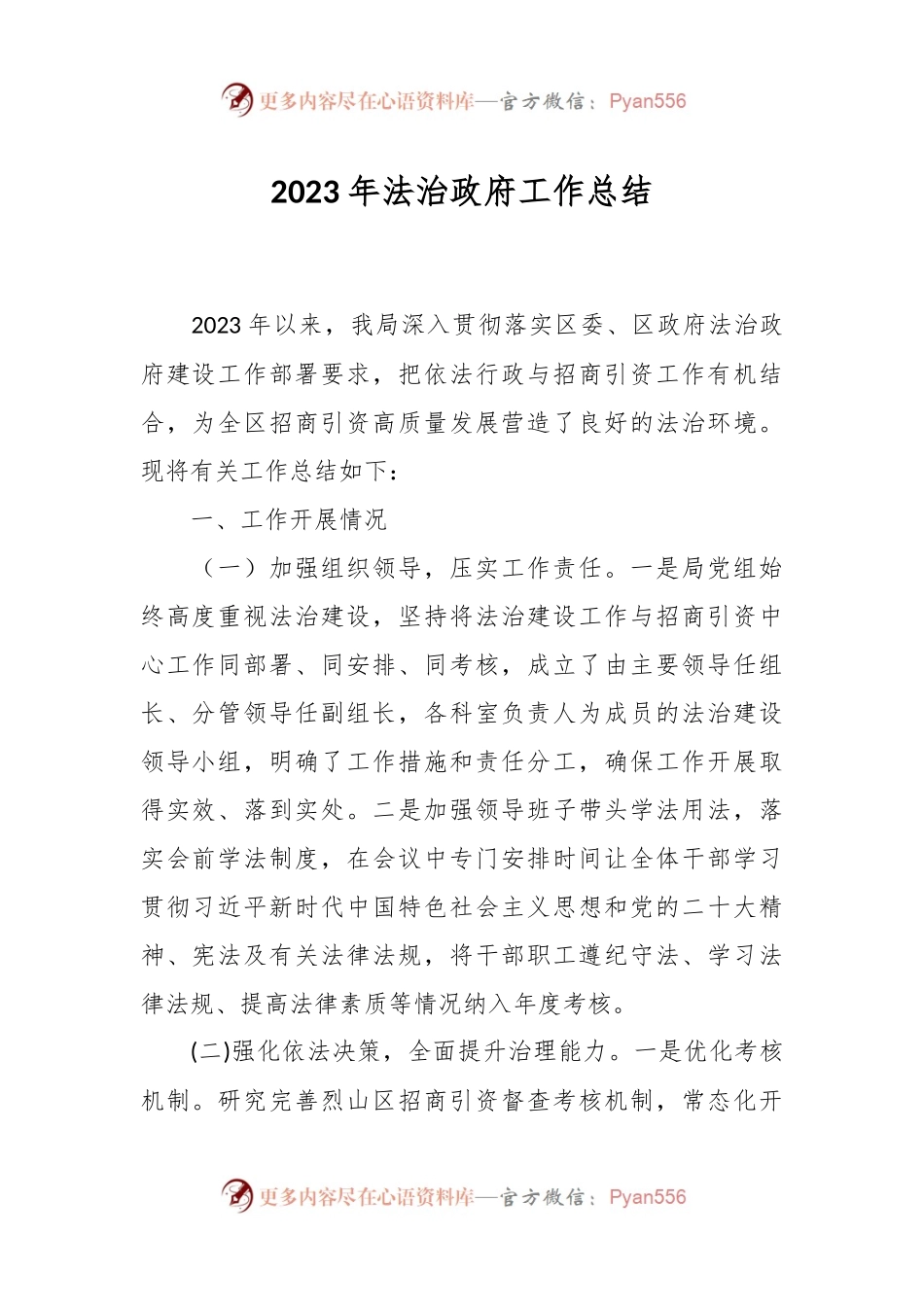 2023年法治政府工作总结.docx_第1页