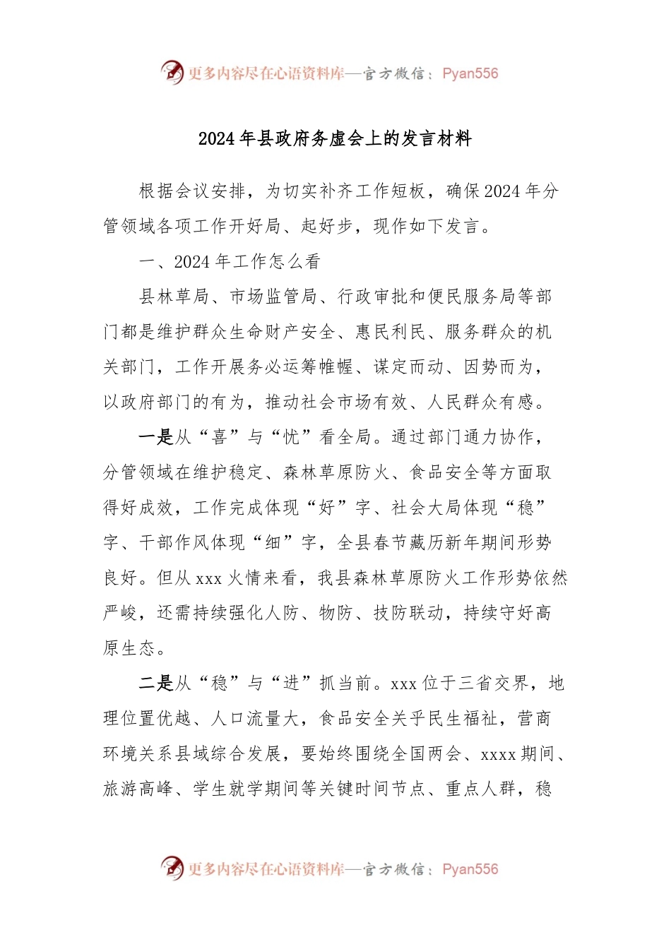 2024年县政府务虚会上的发言材料.docx_第1页