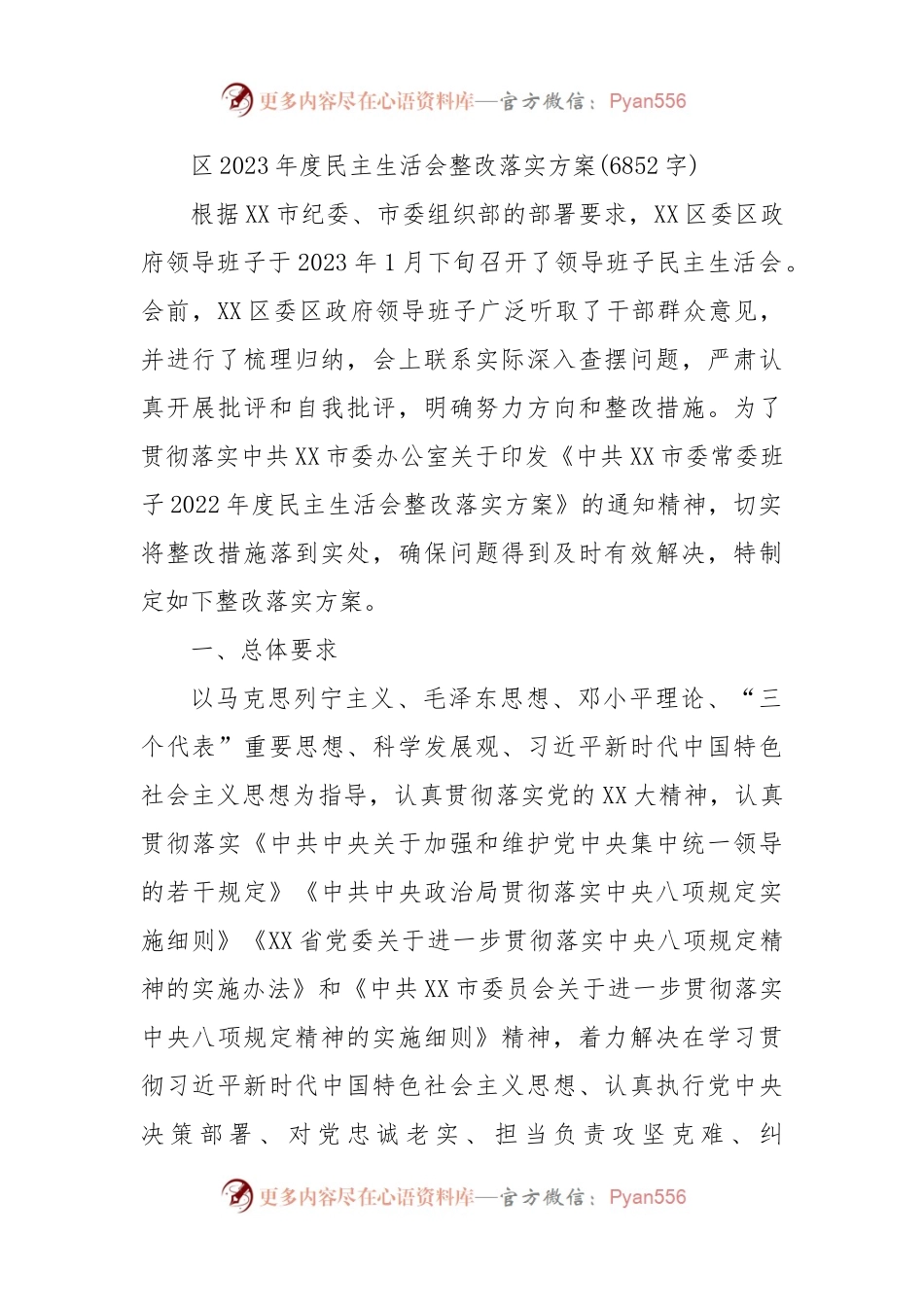 2023年度民主生活会整改落实方案.docx_第1页