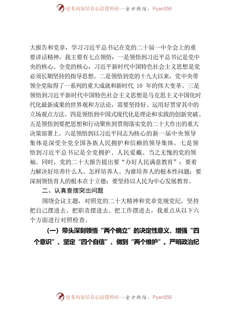2023年度“六个带头”方面民主生活会发言提纲.docx_第2页