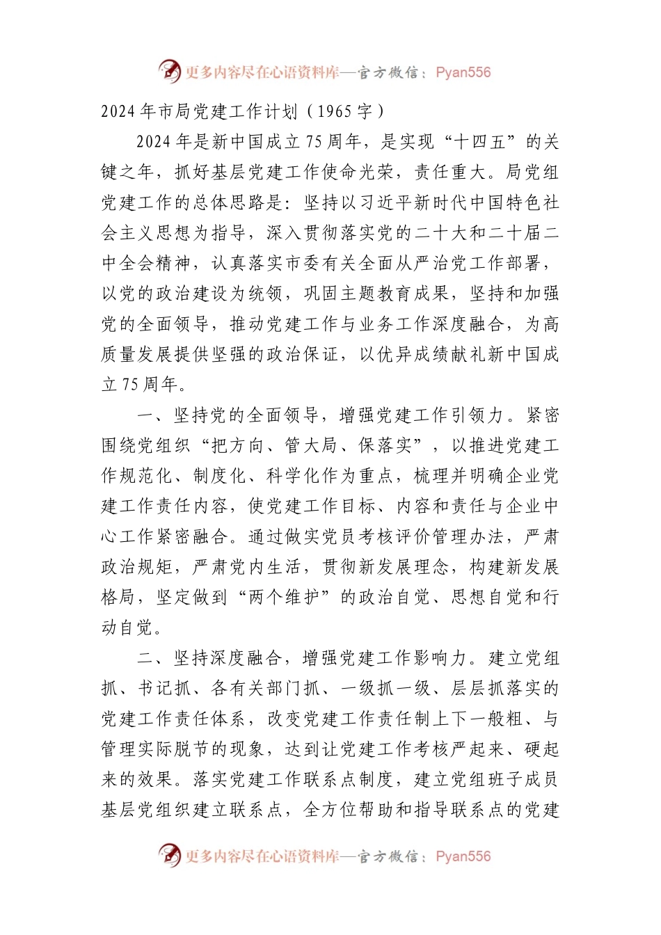2024年市局党建工作计划要点.docx_第1页
