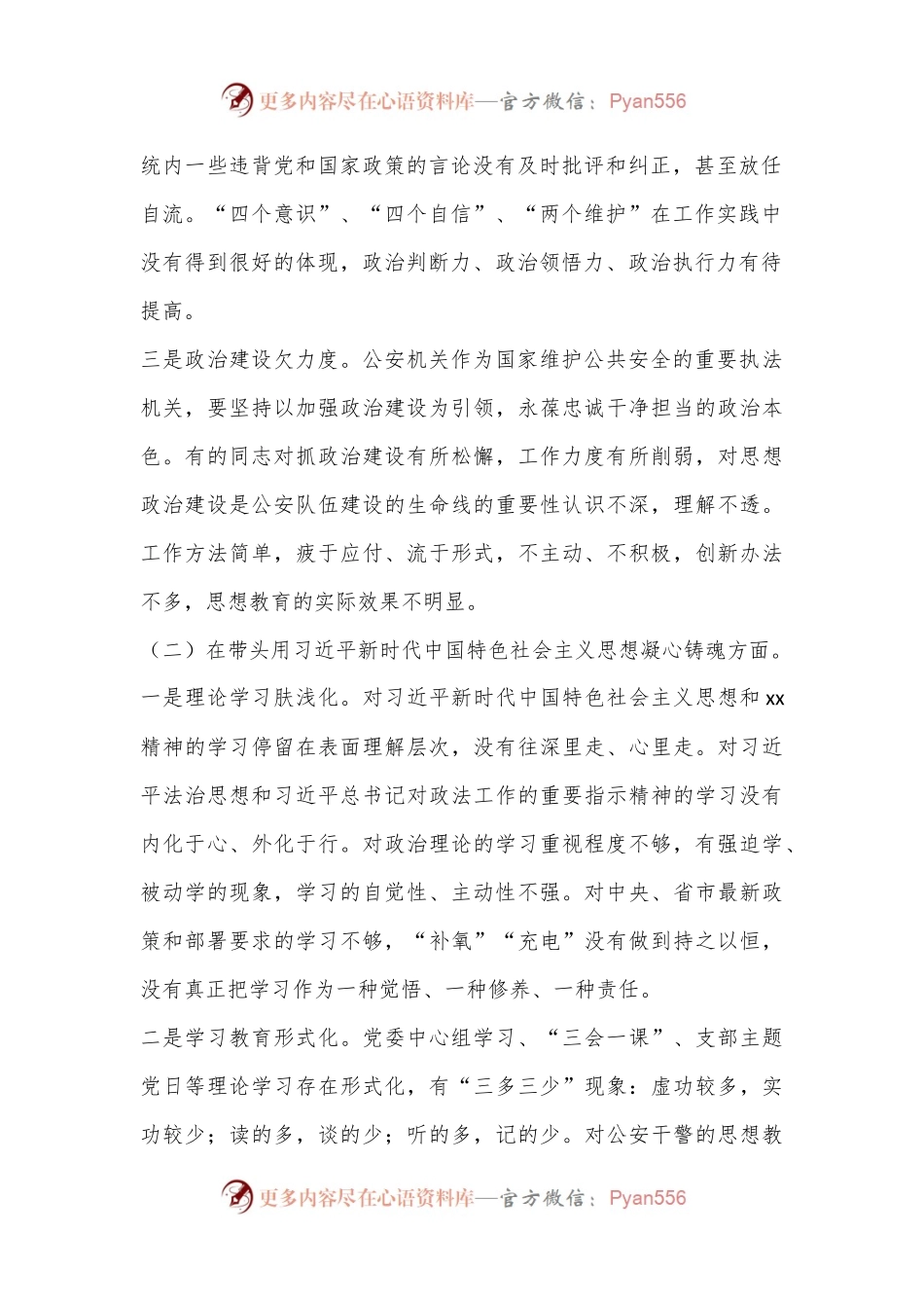 XX市公安局领导班子2022年度民主生活会“六个带头”对照检查材料.docx_第2页