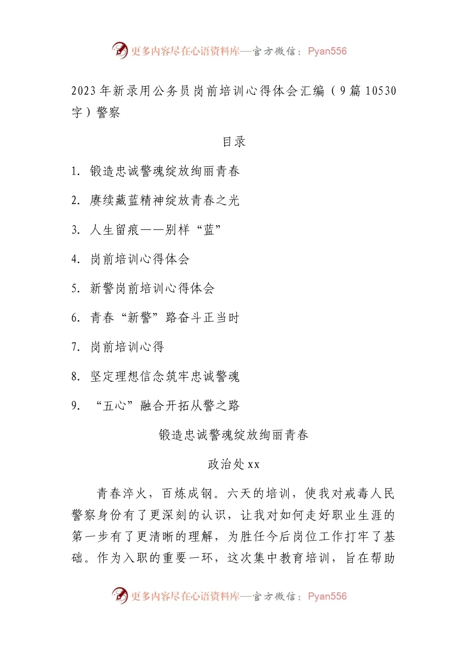 2023年新录用公务员岗前培训心得体会汇编9篇（公安）.docx_第1页