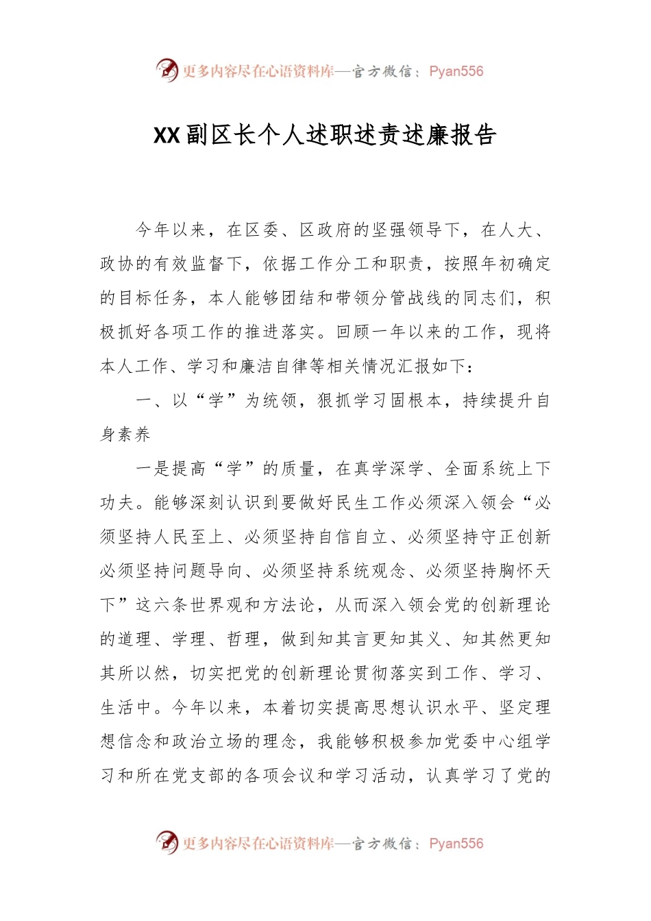 XX副区长个人述职述责述廉报告.docx_第1页
