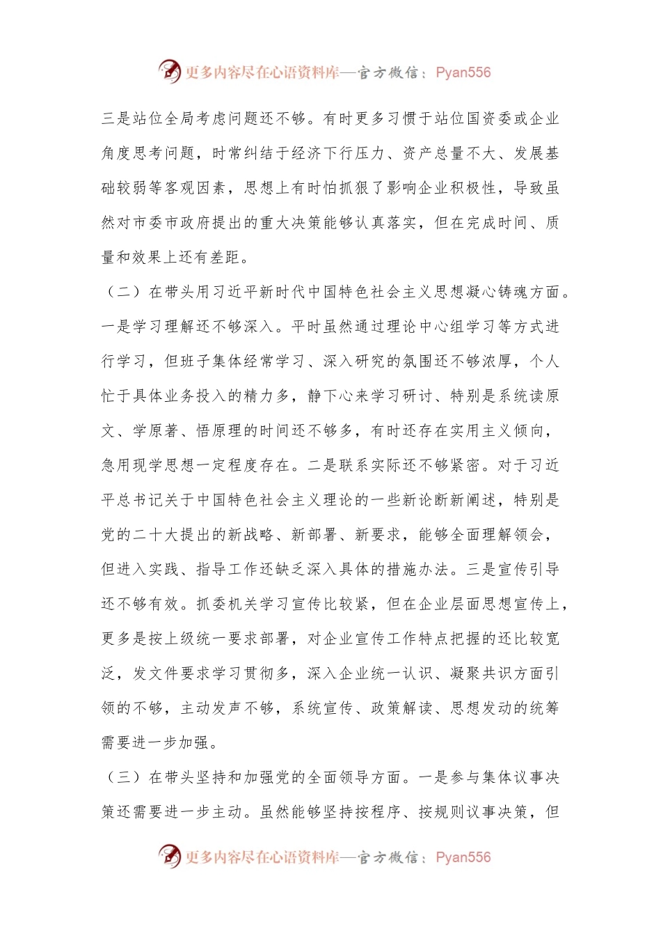 X市国资委党委班子成员2022年度民主生活会对照检查材料.docx_第2页