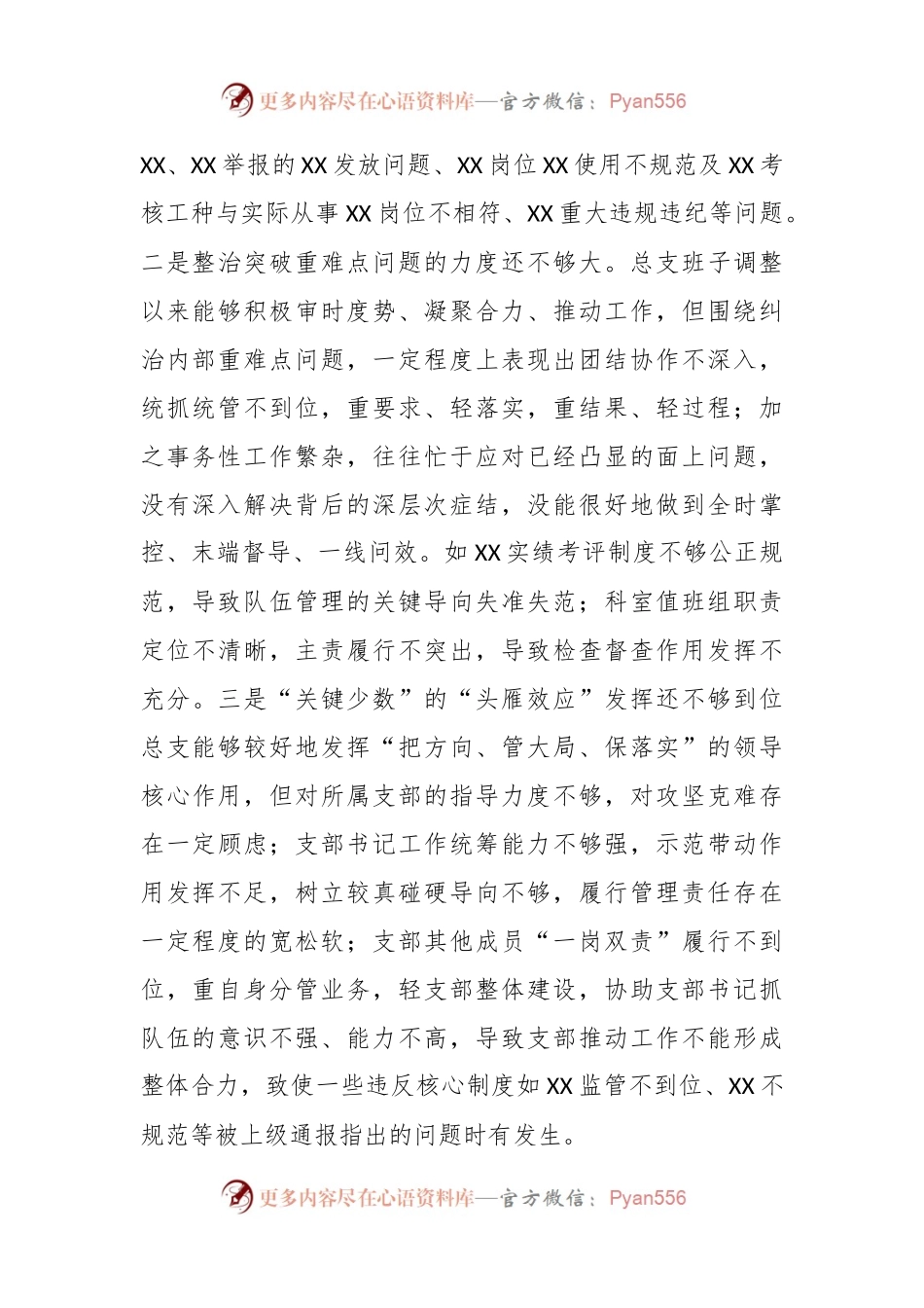 XX支部班子2023年队伍教育整顿专题组织生活会班子对照检查材料.docx_第2页