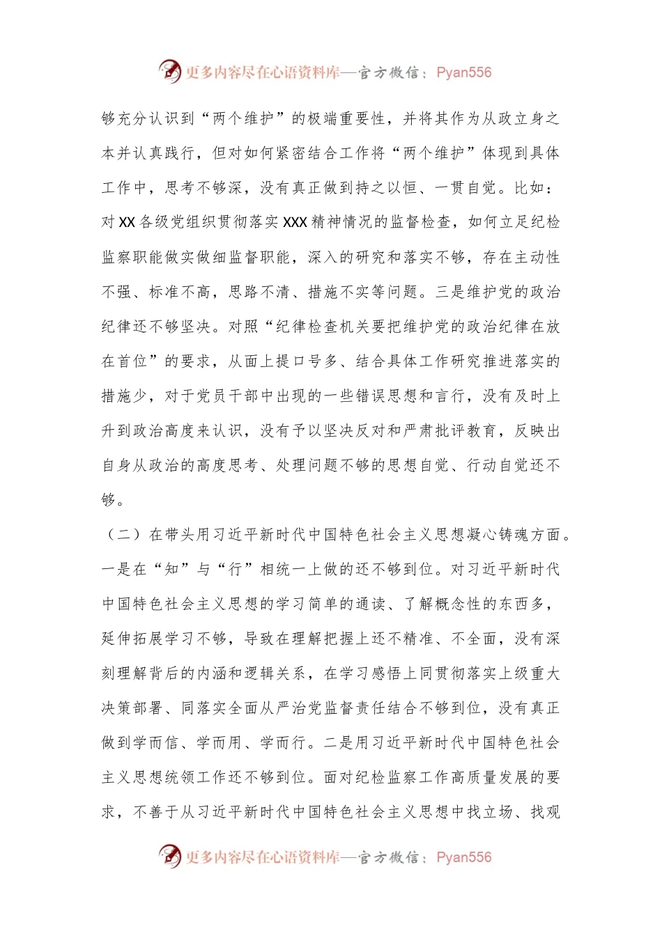 XX开发区纪检监察工委书记2022年度民主生活会（六个带头）发言提纲.docx_第2页