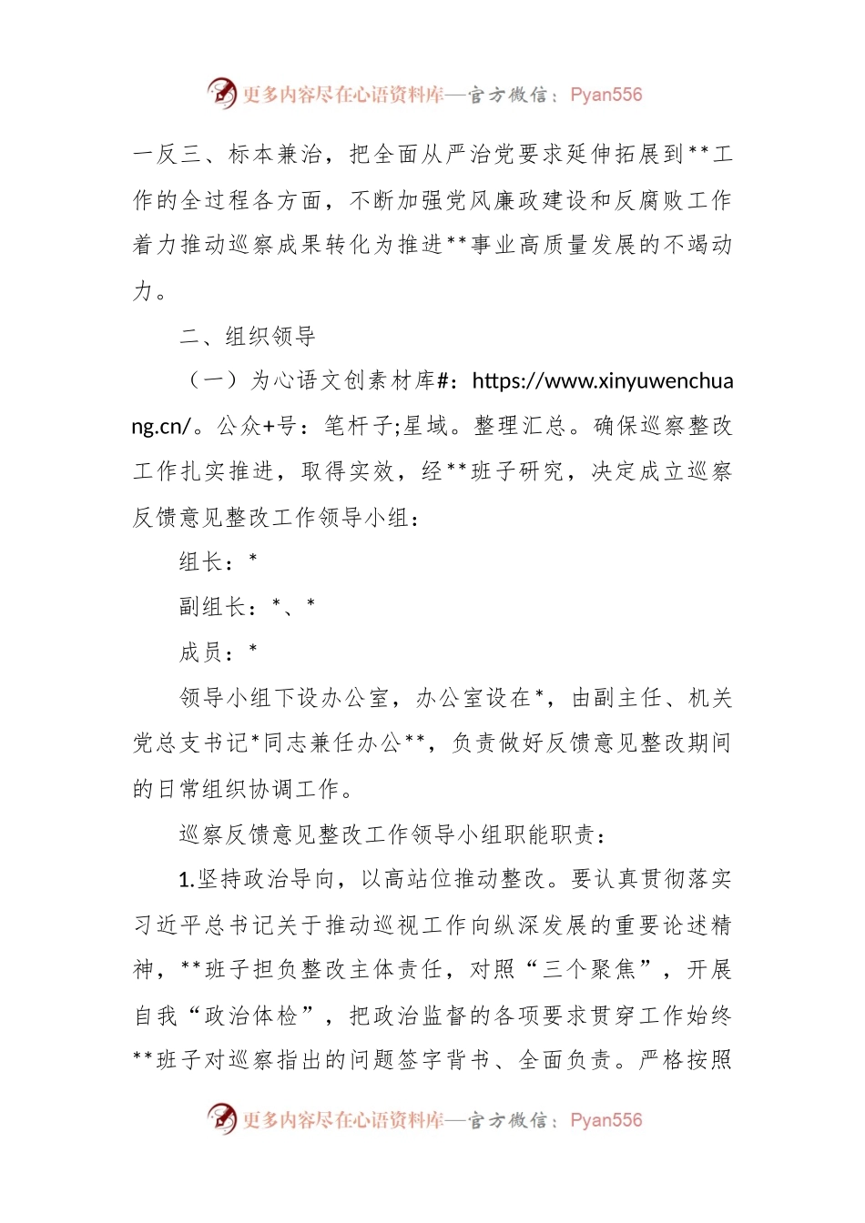 XX领导班子关于落实市委巡察反馈意见整改工作方案.docx_第2页