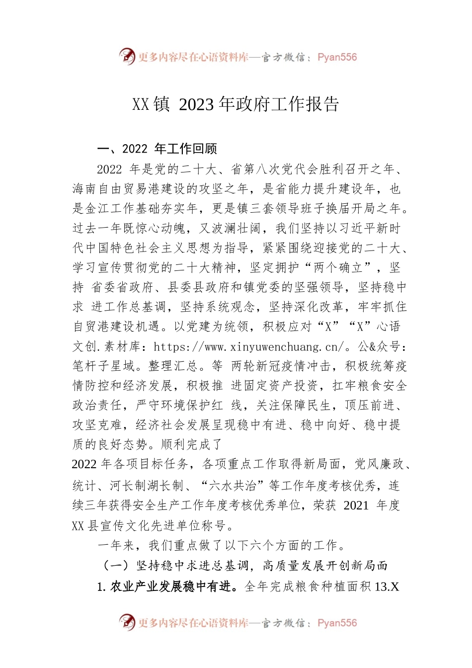 XX镇2023年政府工作报告(20230301).docx_第1页