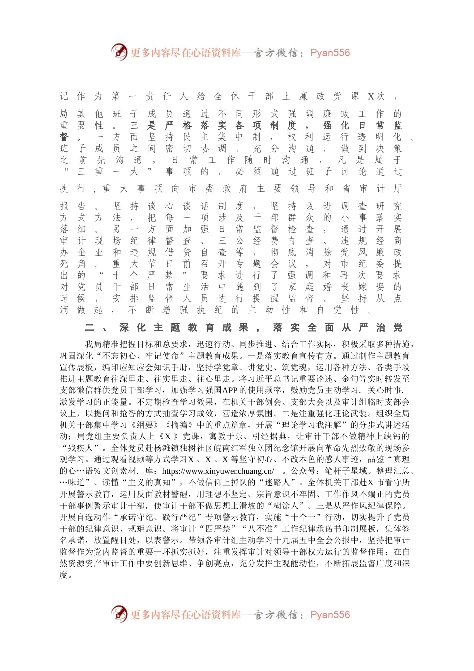 X市审计局2020年度落实全面从严治党主体责任工作总结及2021年工作思路.docx_第2页