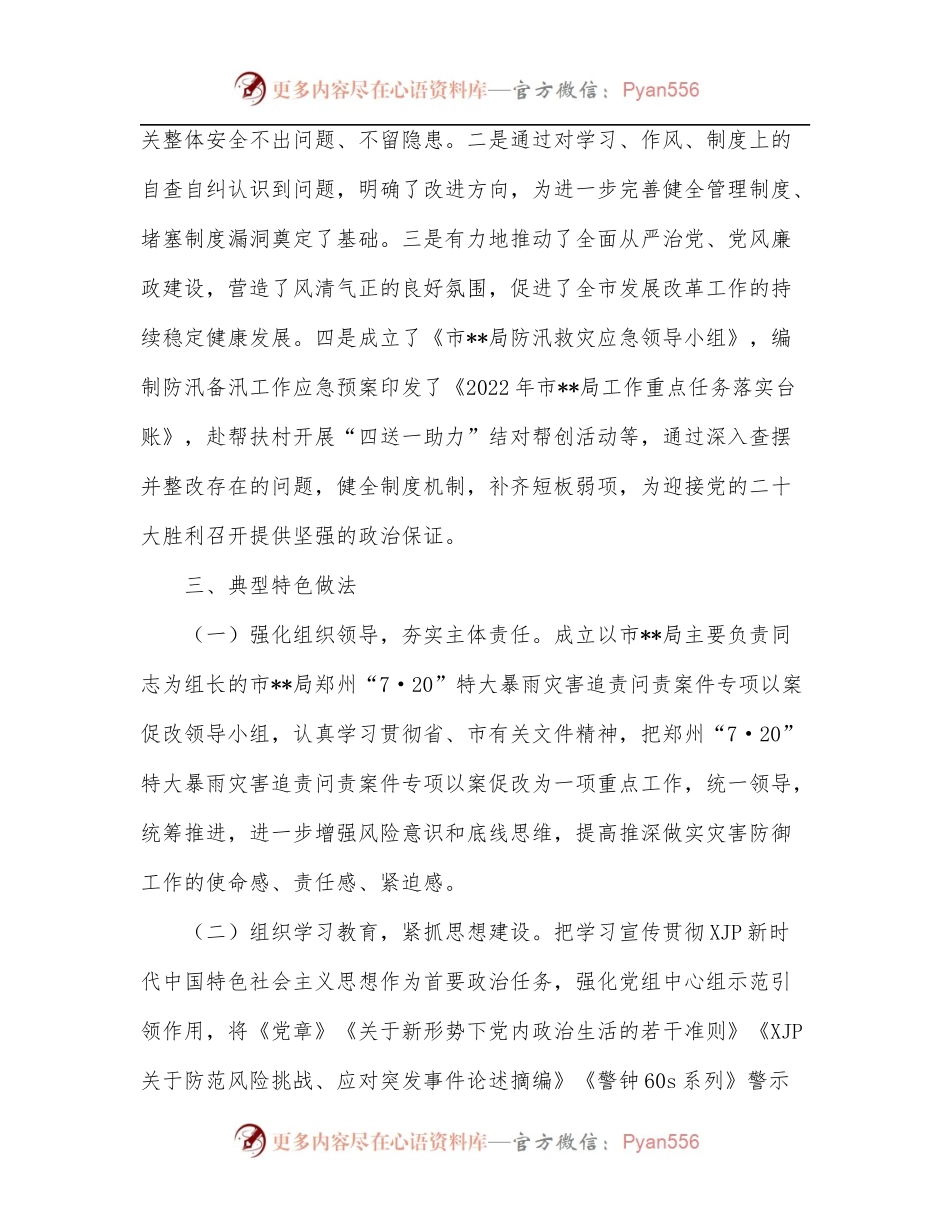 “7·20”特大暴雨灾害追责问责案件以案促改专题工作汇报.docx_第2页