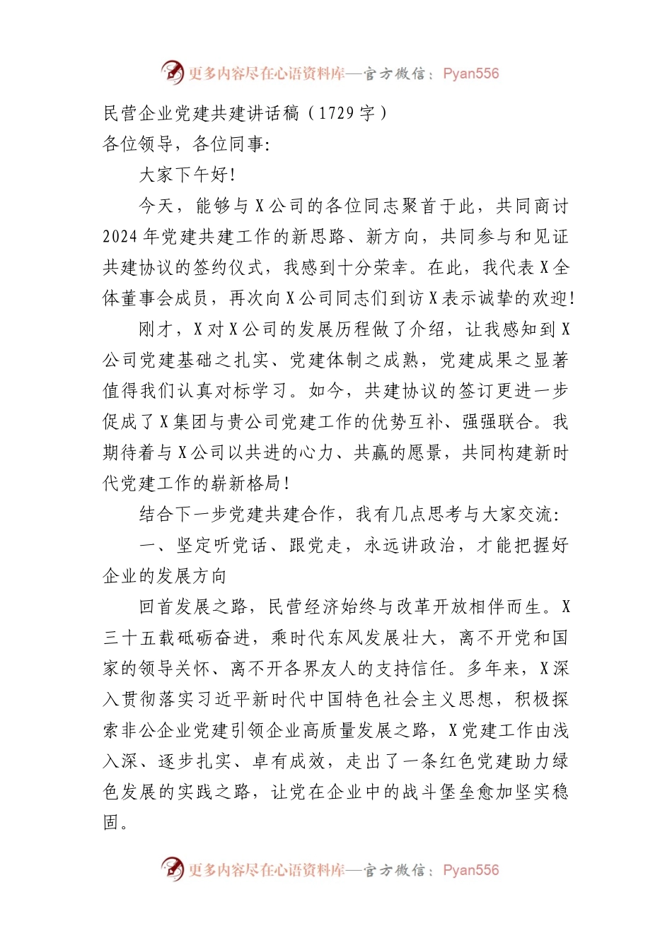 ”两新“民营企业党建共建讲话稿.docx_第1页