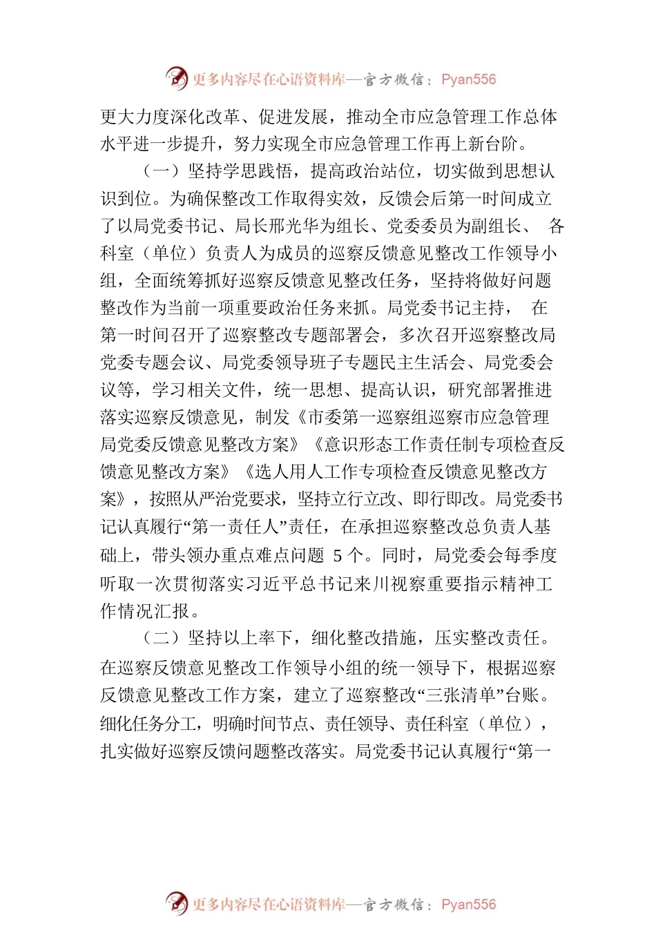 XX市应急管理局委员会关于巡察集中整改进展情况的通报（2023年7月17日）.docx_第2页