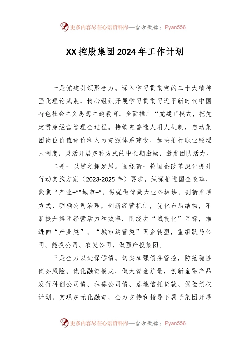 XX控股集团2024年工作计划.docx_第1页