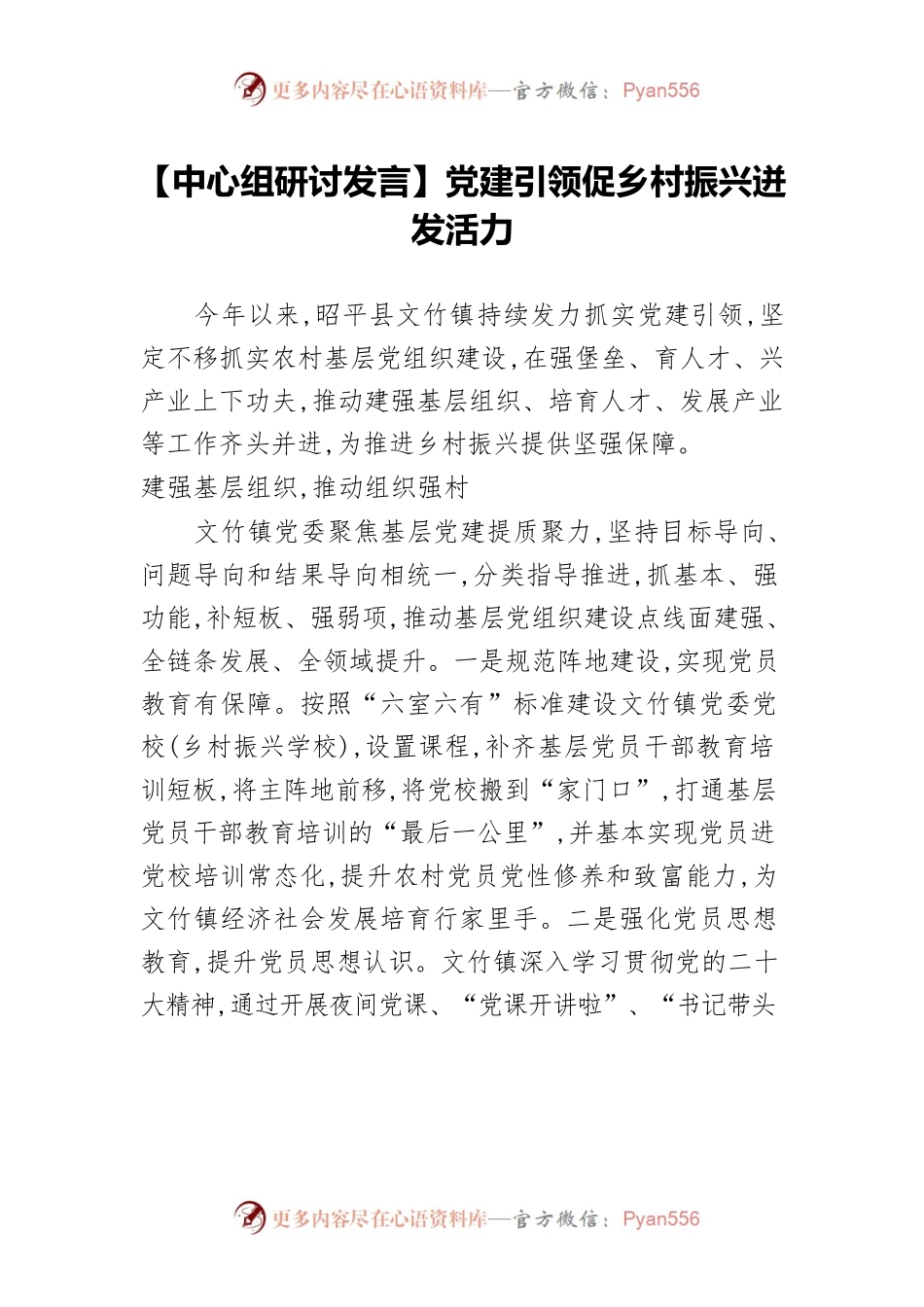 【中心组研讨发言】党建引领促乡村振兴迸发活力.docx_第1页