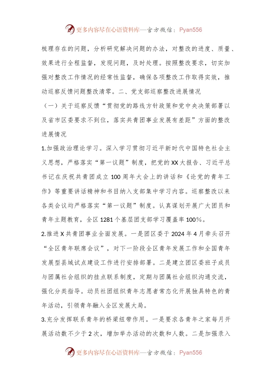 X区团委支部委员会关于巡察整改进展情况的报告.docx_第2页
