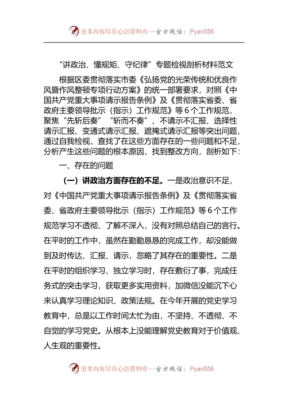 “讲政治、懂规矩、守纪律”专题组织生活会检视剖析.docx_第1页