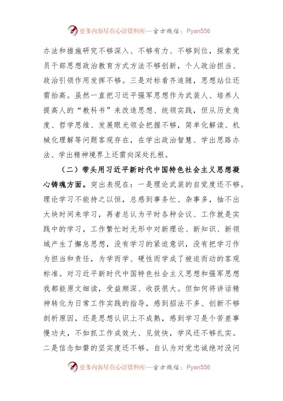 XX部部长在2022年度民主生活会对照检查材料.docx_第2页