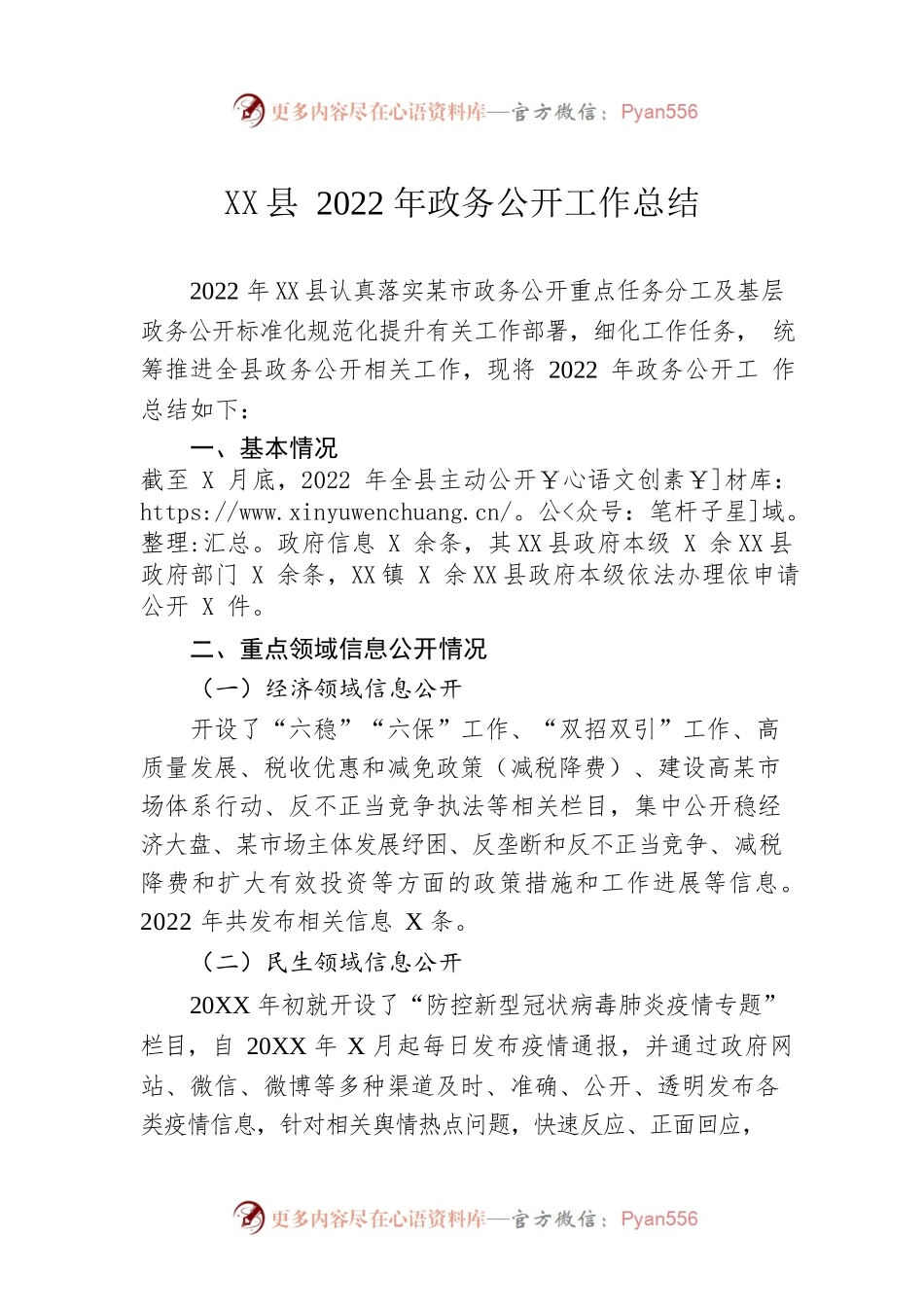 X县2022年政务公开工作总结（20221216）.docx_第1页
