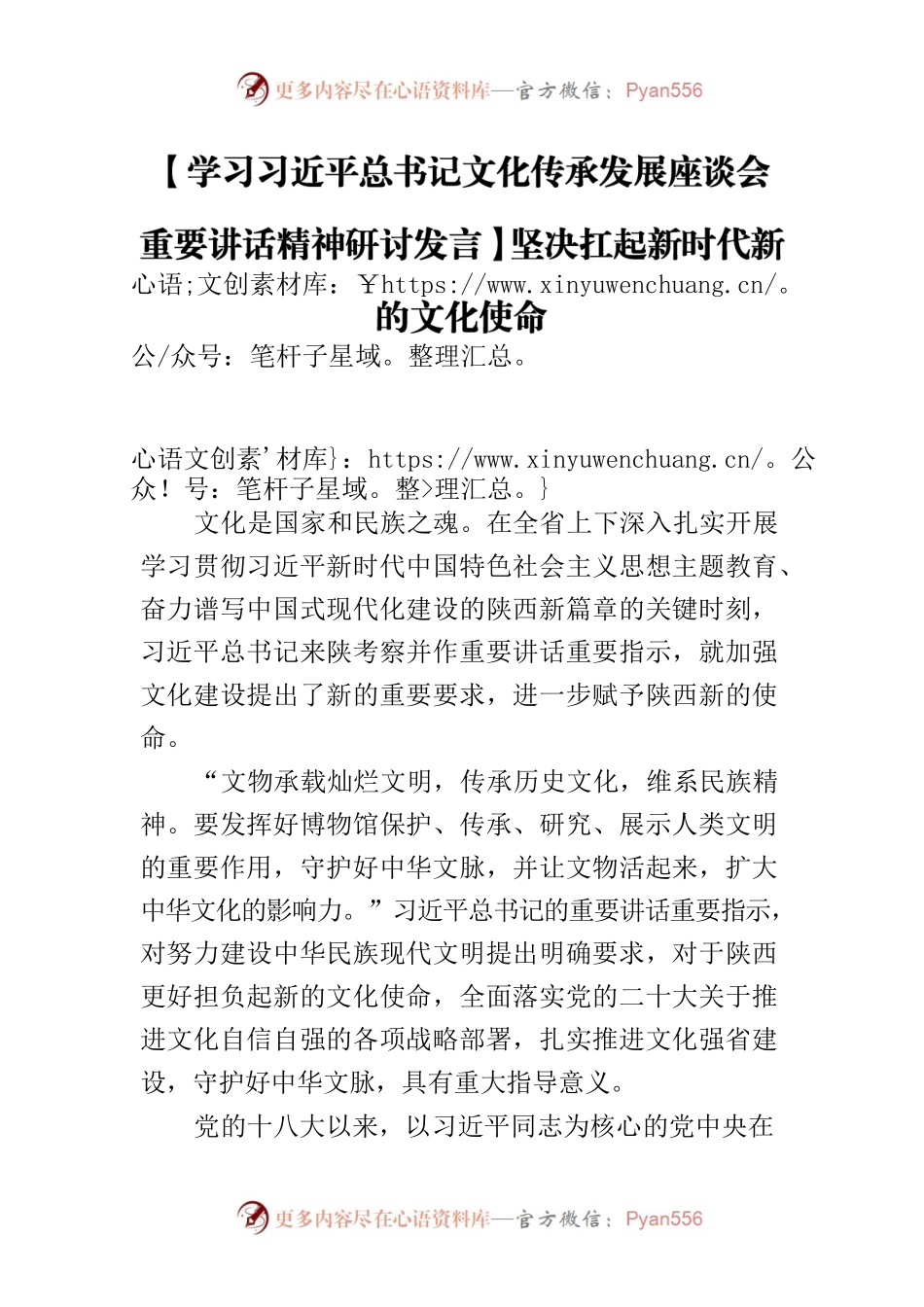 【学习习近平总书记文化传承发展座谈会重要讲话精神研讨发言】坚决扛起新时代新的文化使命.docx_第1页