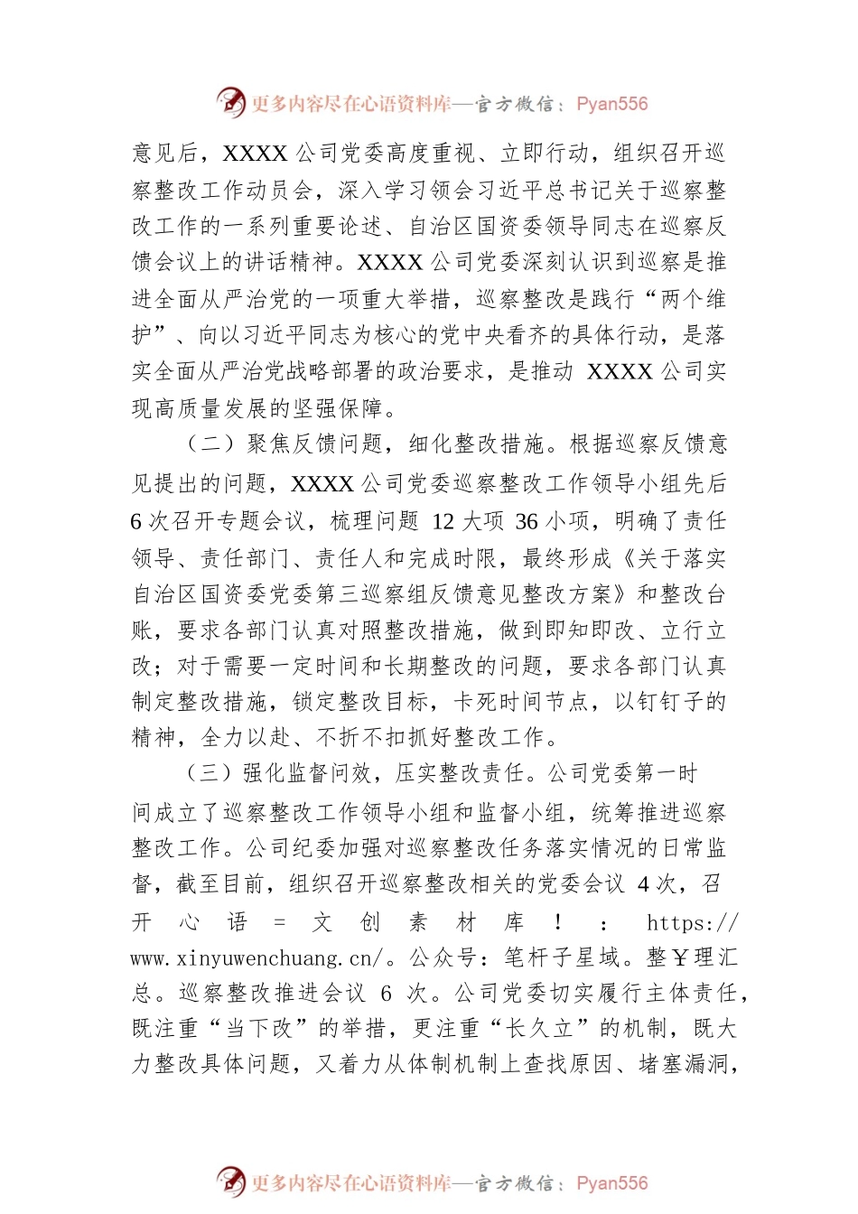 XX有限公司党委关于巡察整改情况的报告.docx_第2页