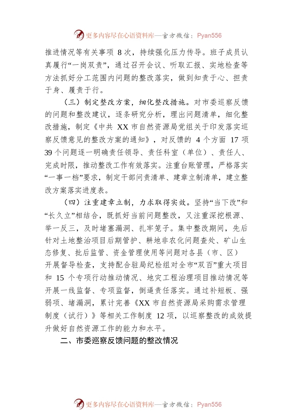 XX市自然资源局党组关于巡察整改进展情况的通报(20230509).docx_第2页