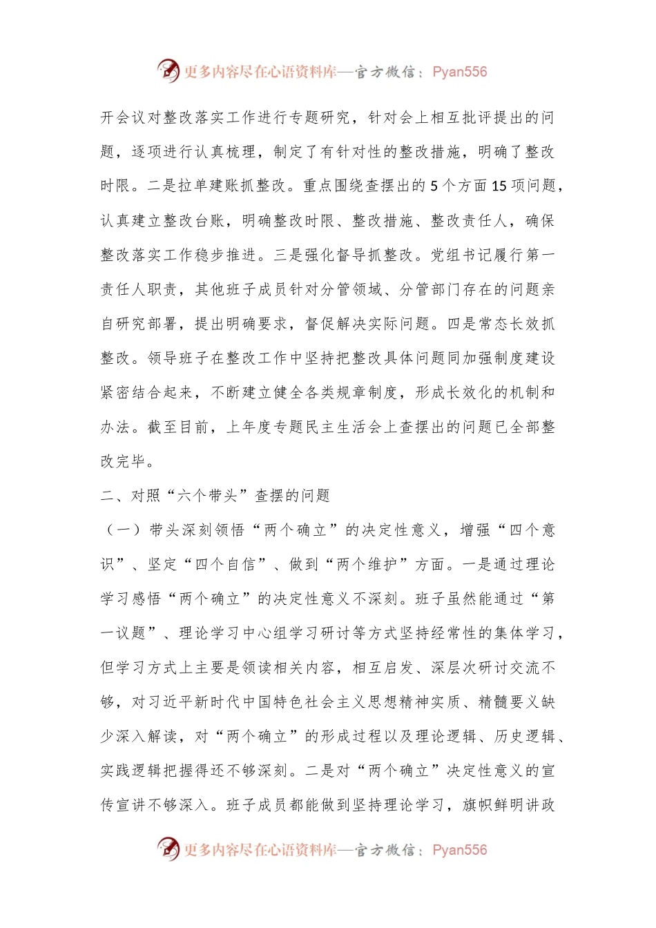 XX市科协领导班子2022年度民主生活会对照检查材料（全文4706字）.docx_第2页