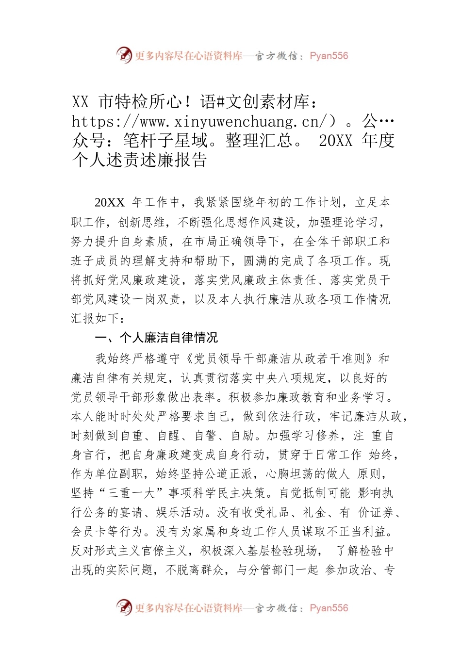 XX市特检所20XX年度个人述责述廉报告（20220306）.docx_第1页