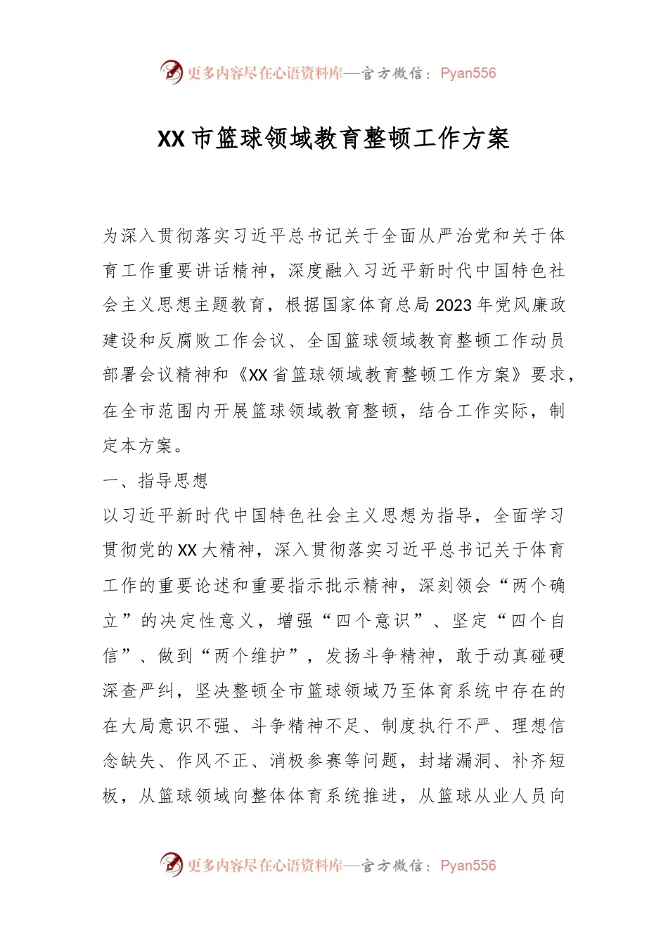 XX市篮球领域教育整顿工作方案.docx_第1页