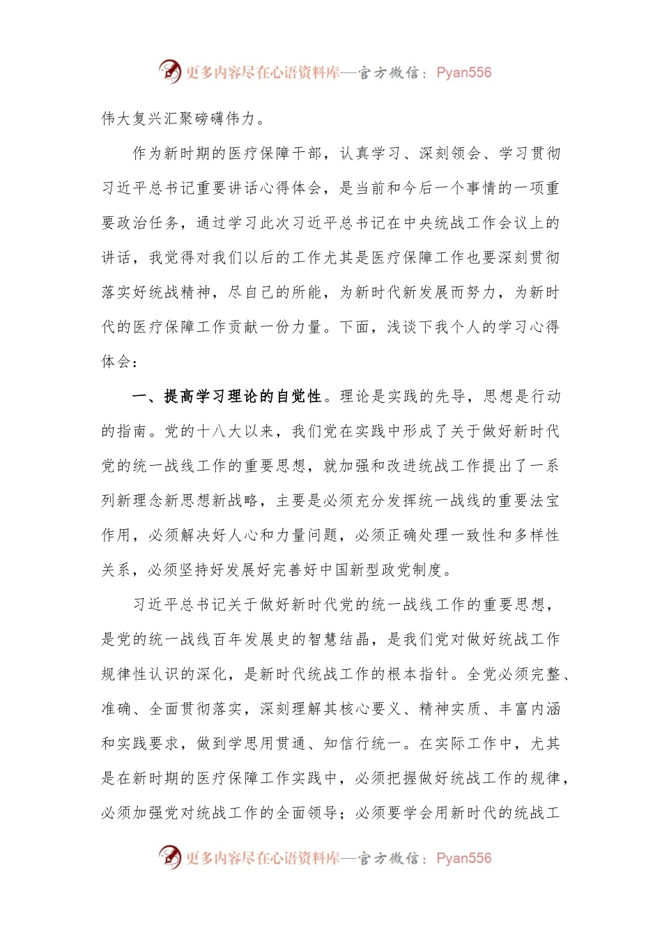 [2篇]2022年总书记在中央统战工作会议上的讲话精神心得体会专题研讨会上的讲话.docx_第2页