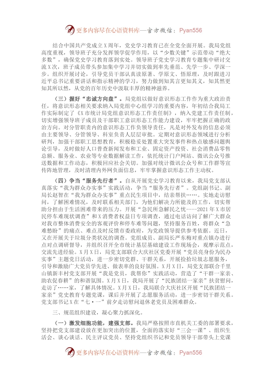 X市统计局党支部2021年上半年党建工作总结.docx_第1页