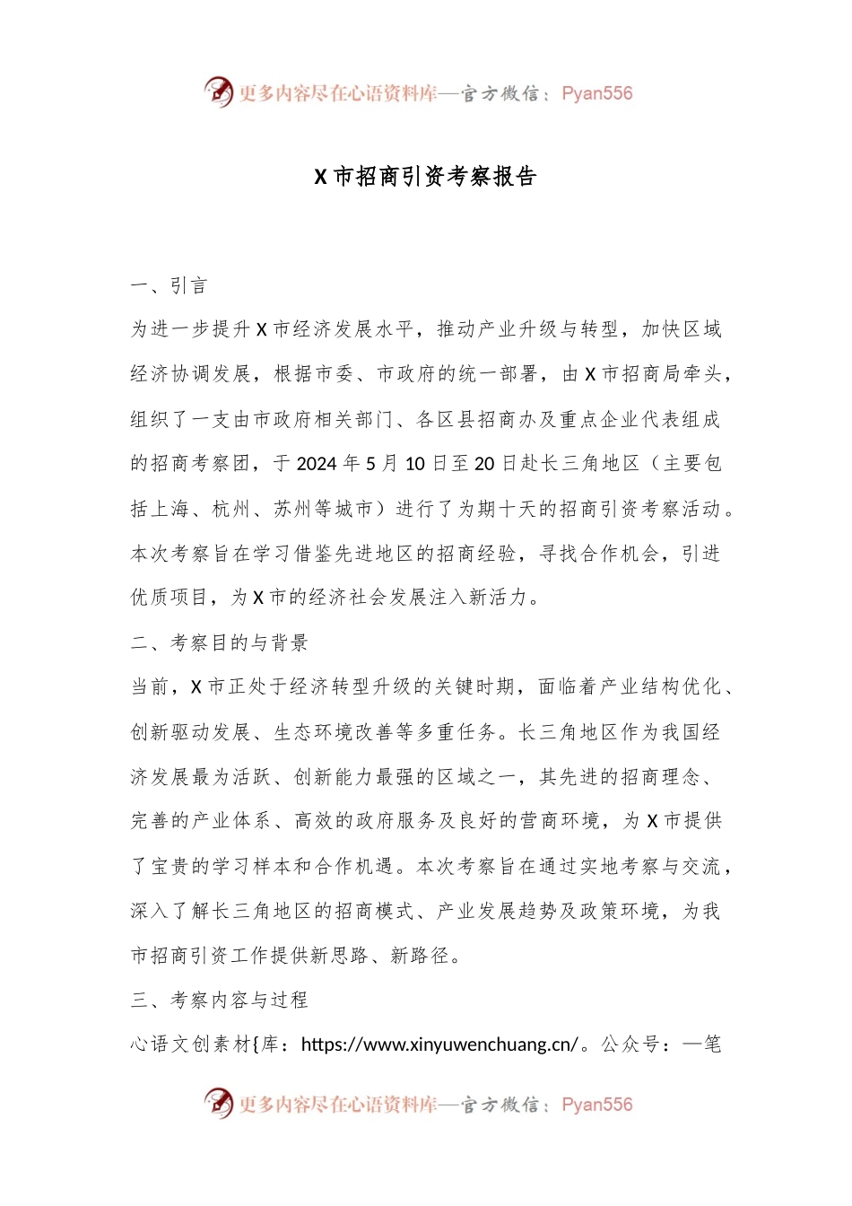 X市招商引资考察报告.docx_第1页