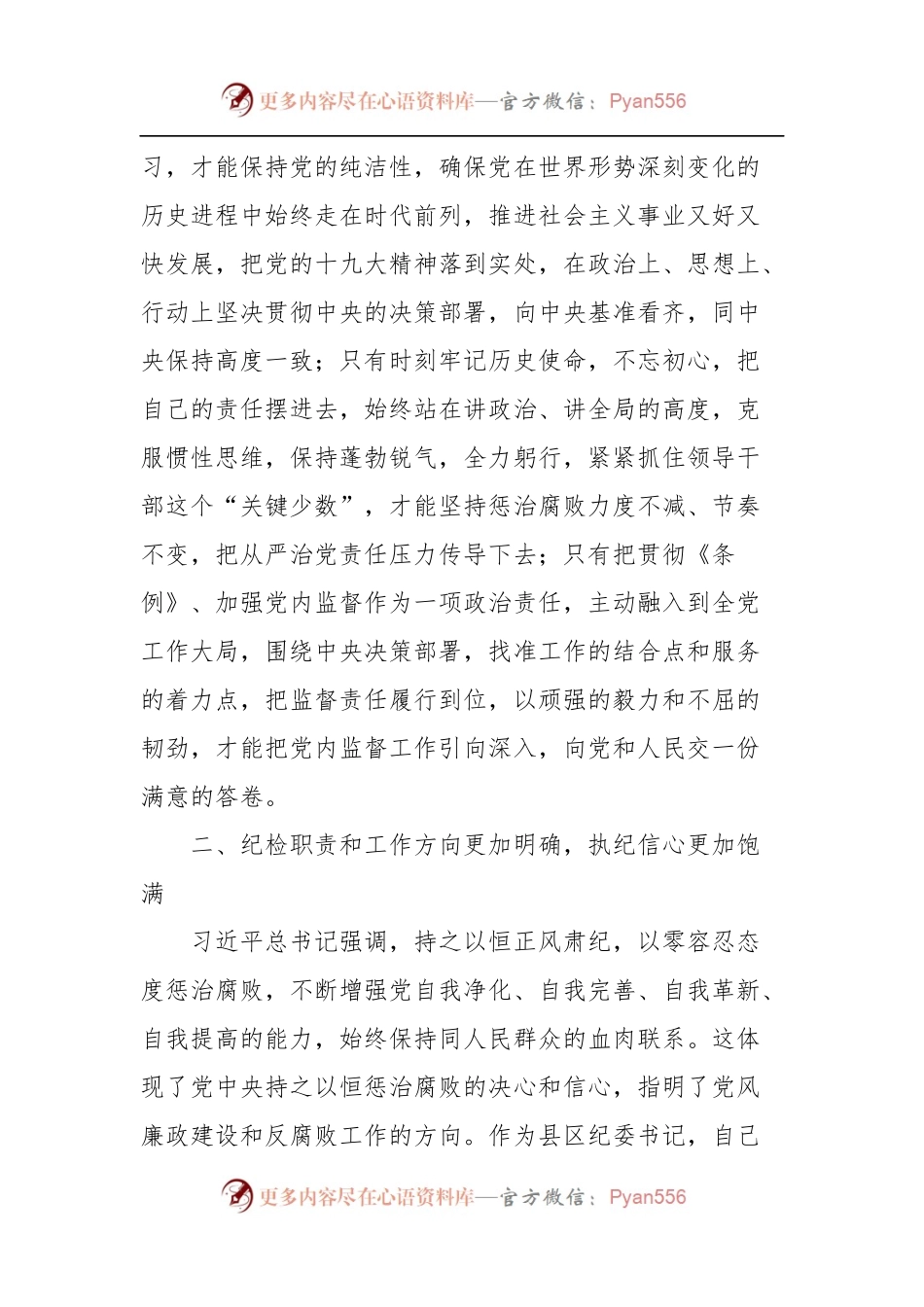 [心得体会]纪检监察系统学习十九大精神研讨会发言材料.docx_第2页