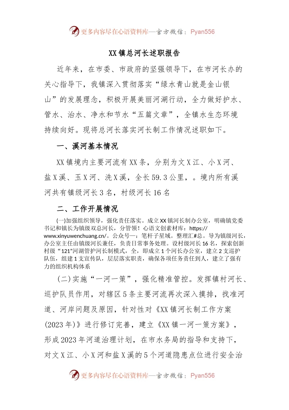 XX镇总河长述职报告.docx_第1页
