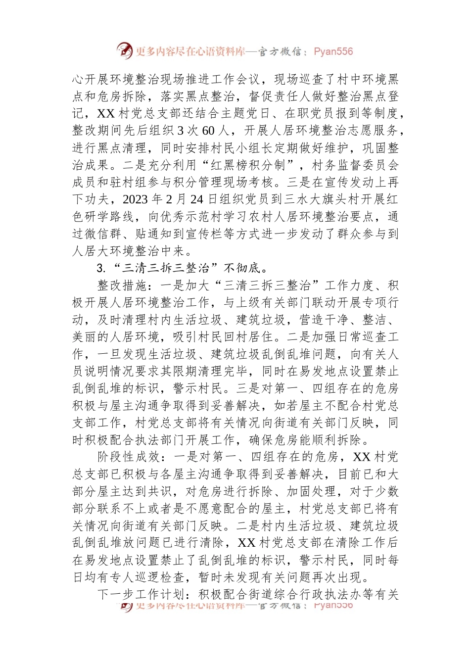 XX村党总支部关于巡察集中整改进展情况的报告.docx_第2页