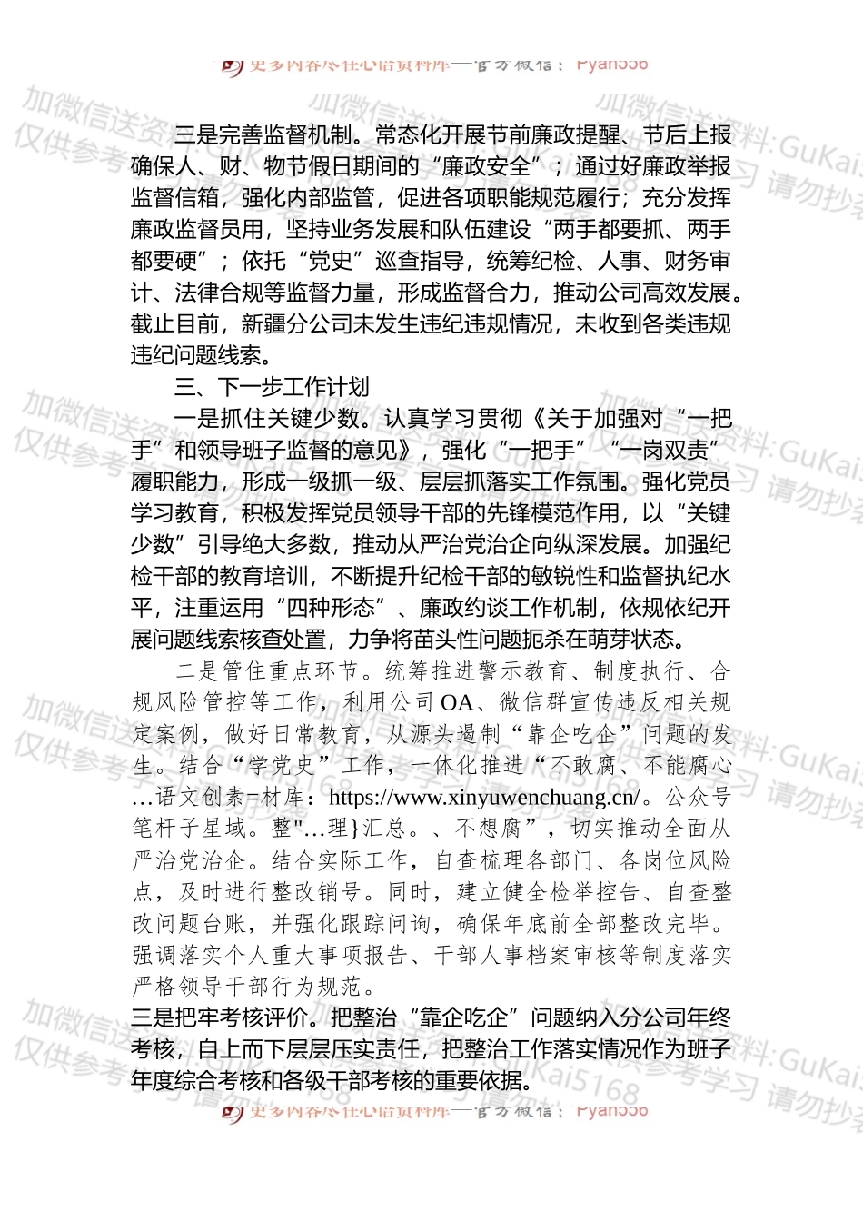 X公司“靠企吃企”监督情况报告.docx_第2页