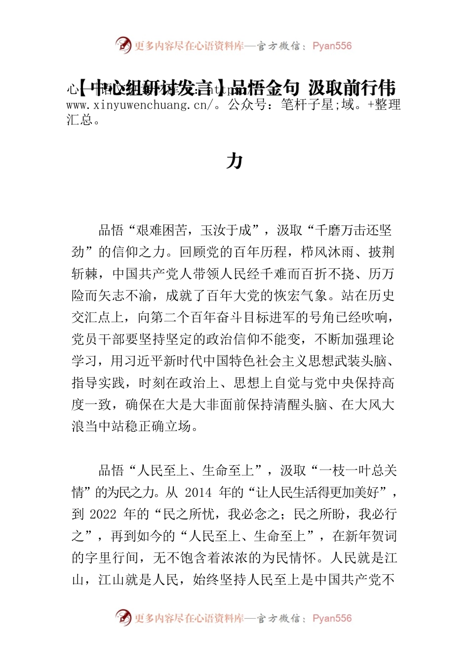 【中心组研讨发言】品悟金句 汲取前行伟力.docx_第1页