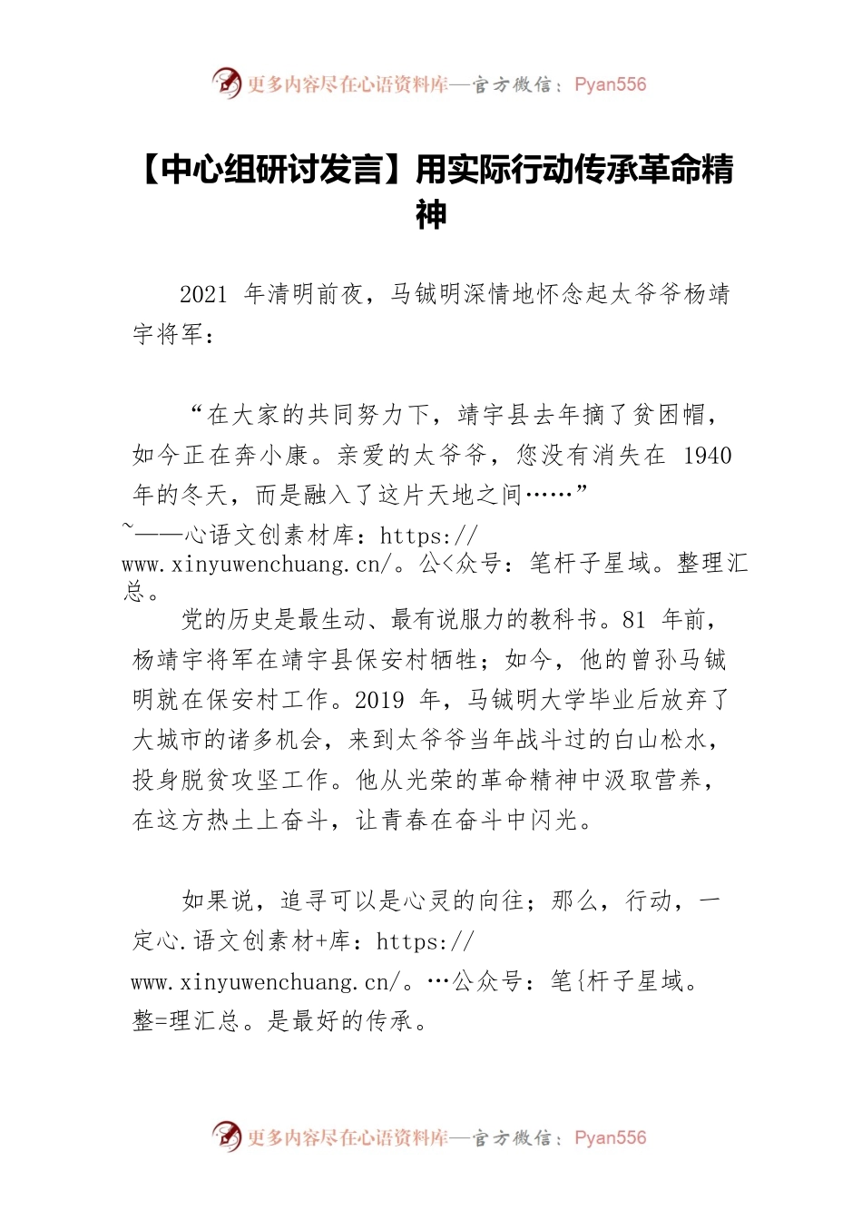 【中心组研讨发言】用实际行动传承革命精神.docx_第1页