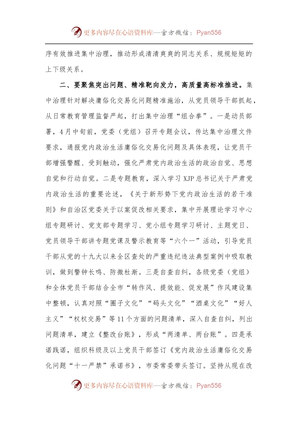 X市集中治理党内政治生活庸俗化交易化问题动员部署发言.docx_第2页