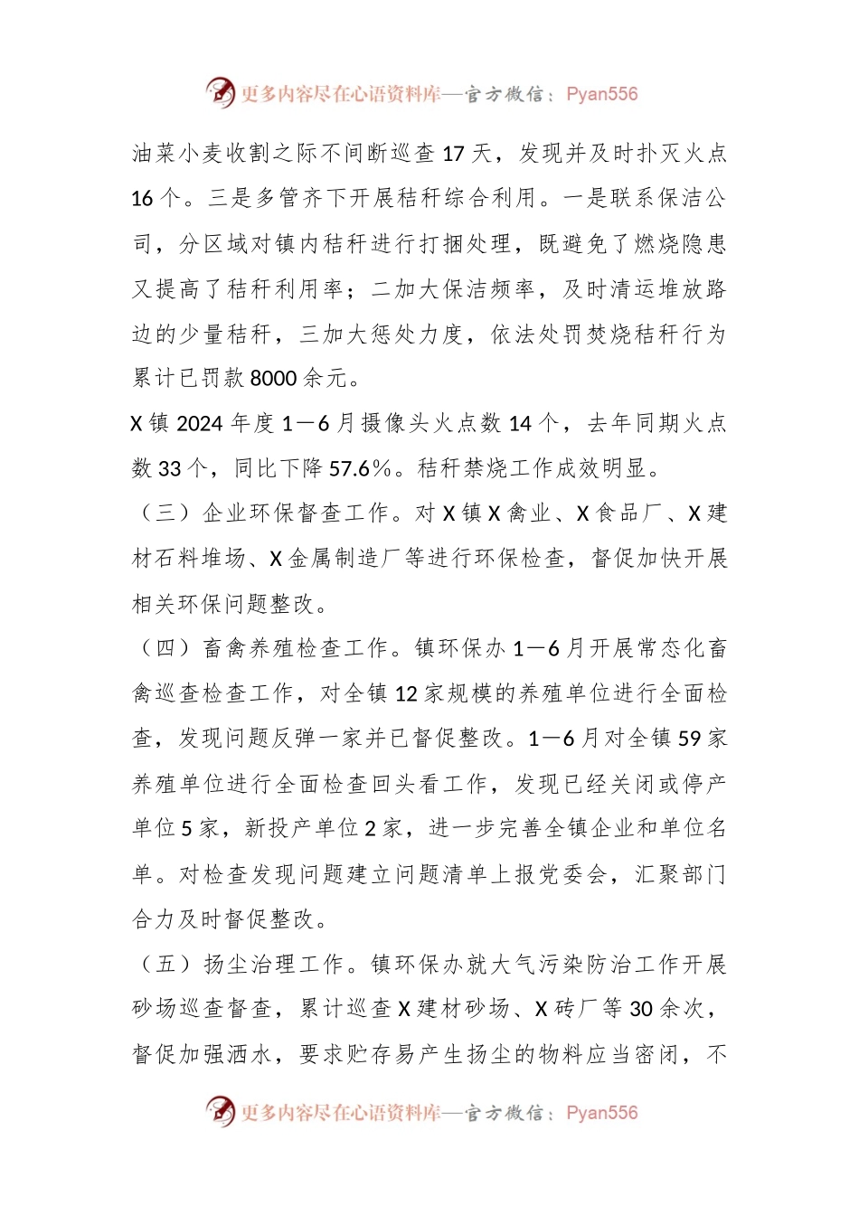 X镇2024年上半年生态环境工作报告.docx_第2页