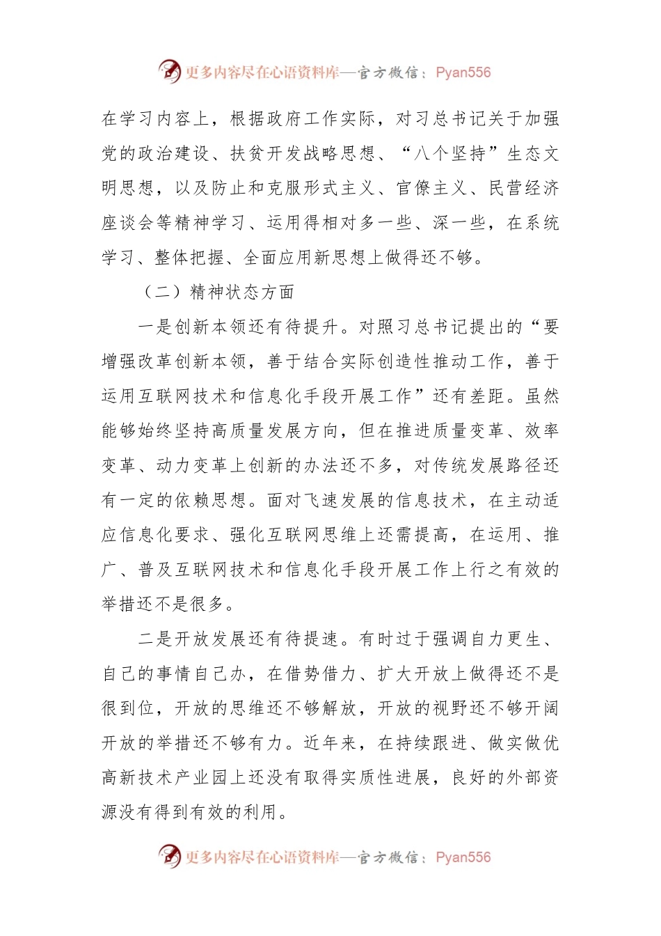 X县领导民主生活会发言稿.docx_第2页