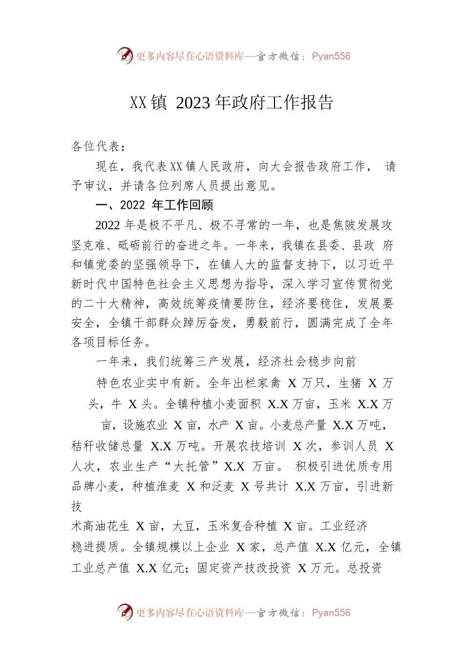 XX镇2023年政府工作报告（20230225-仅供阅读）.docx_第1页