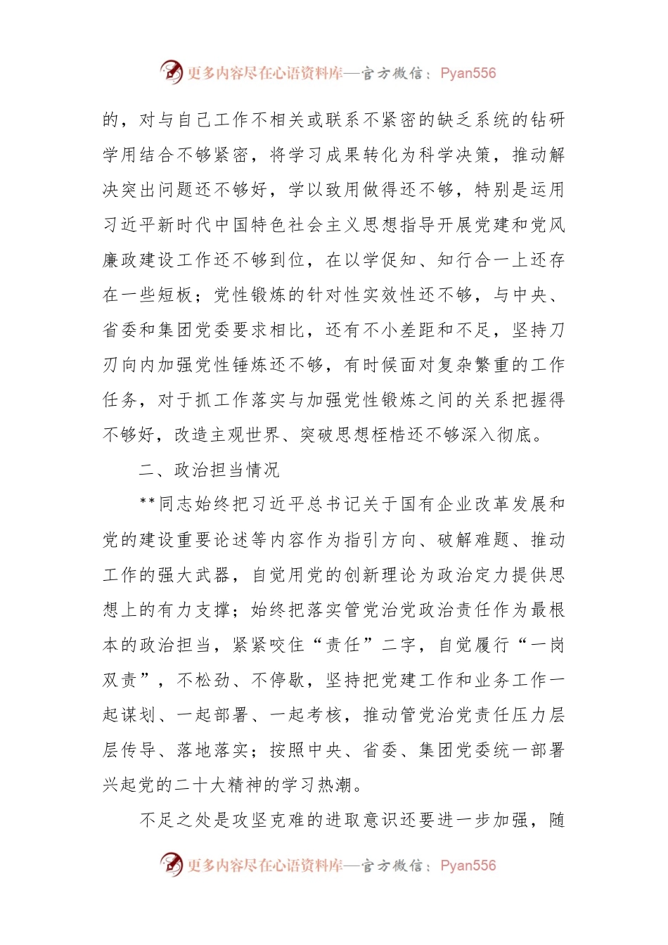 XX集团公司党员领导干部个人政治画像材料.docx_第2页