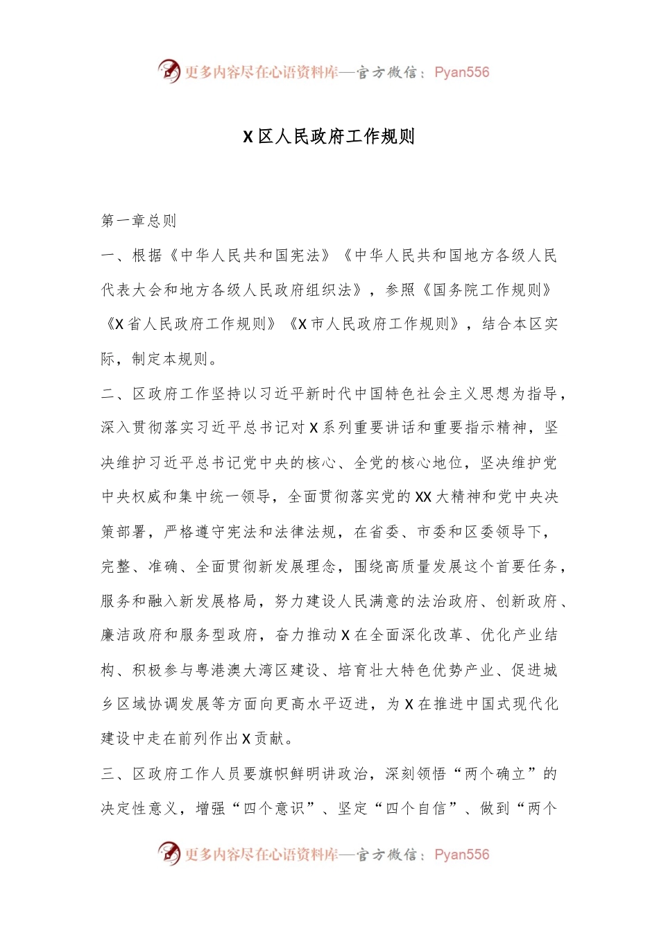 X区人民政府工作规则.docx_第1页