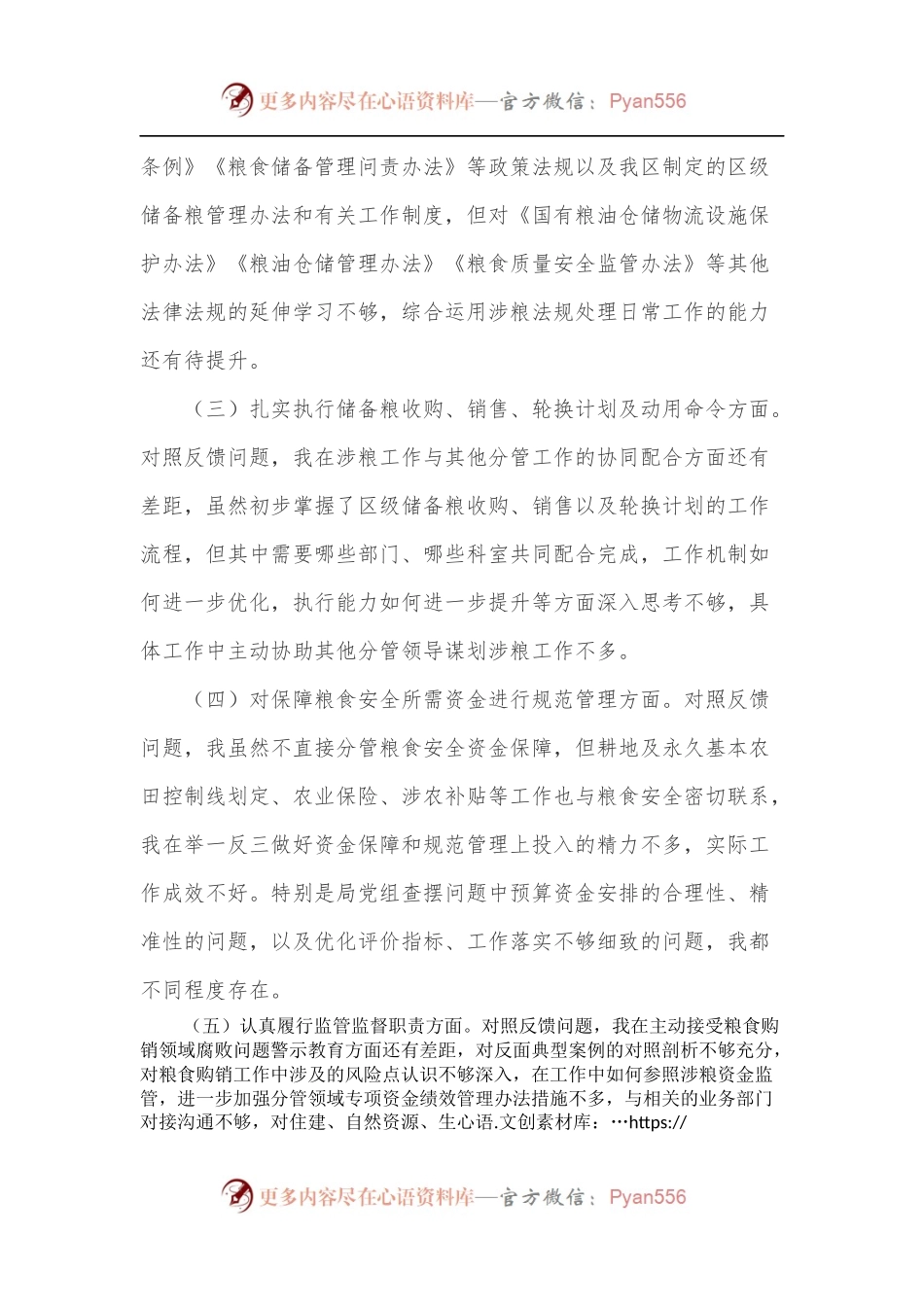 X涉粮专题民主生活会上的发言提纲.docx_第2页