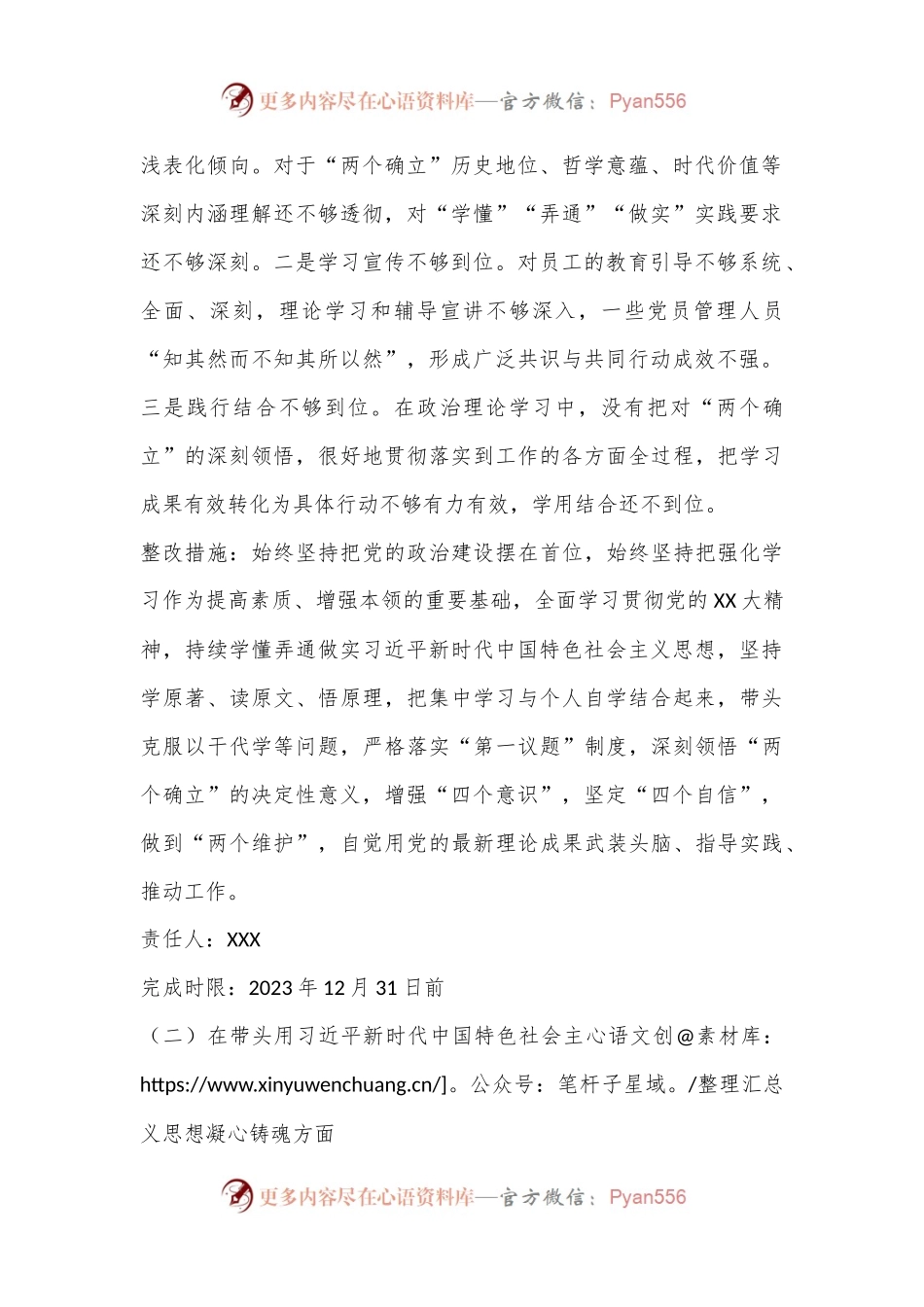 XX集团党委领导班子成员2022年度民主生活会整改方案.docx_第2页